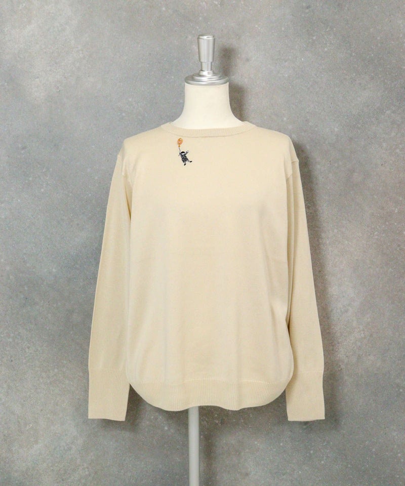 シルク100％ポイント刺繍ニット（ベージュ）