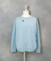 シルク100％ポイント刺繍ニット（ライトブルー）