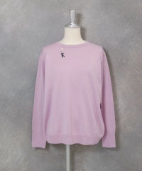 シルク100％ポイント刺繍ニット（ライトパープル）