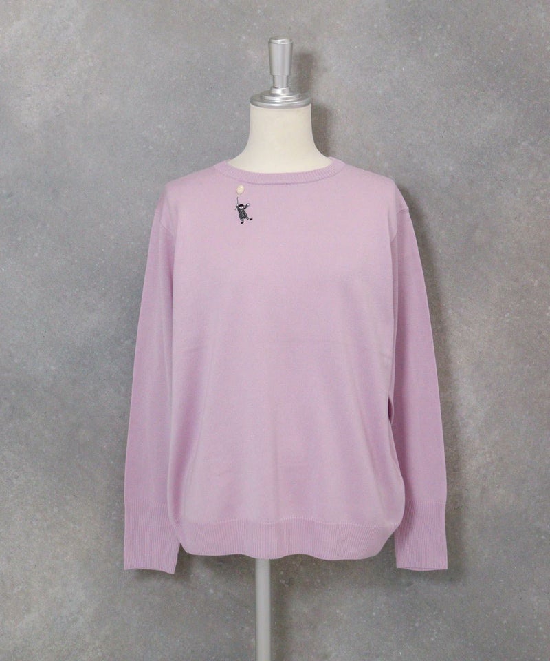 シルク100％ポイント刺繍ニット（ライトパープル）