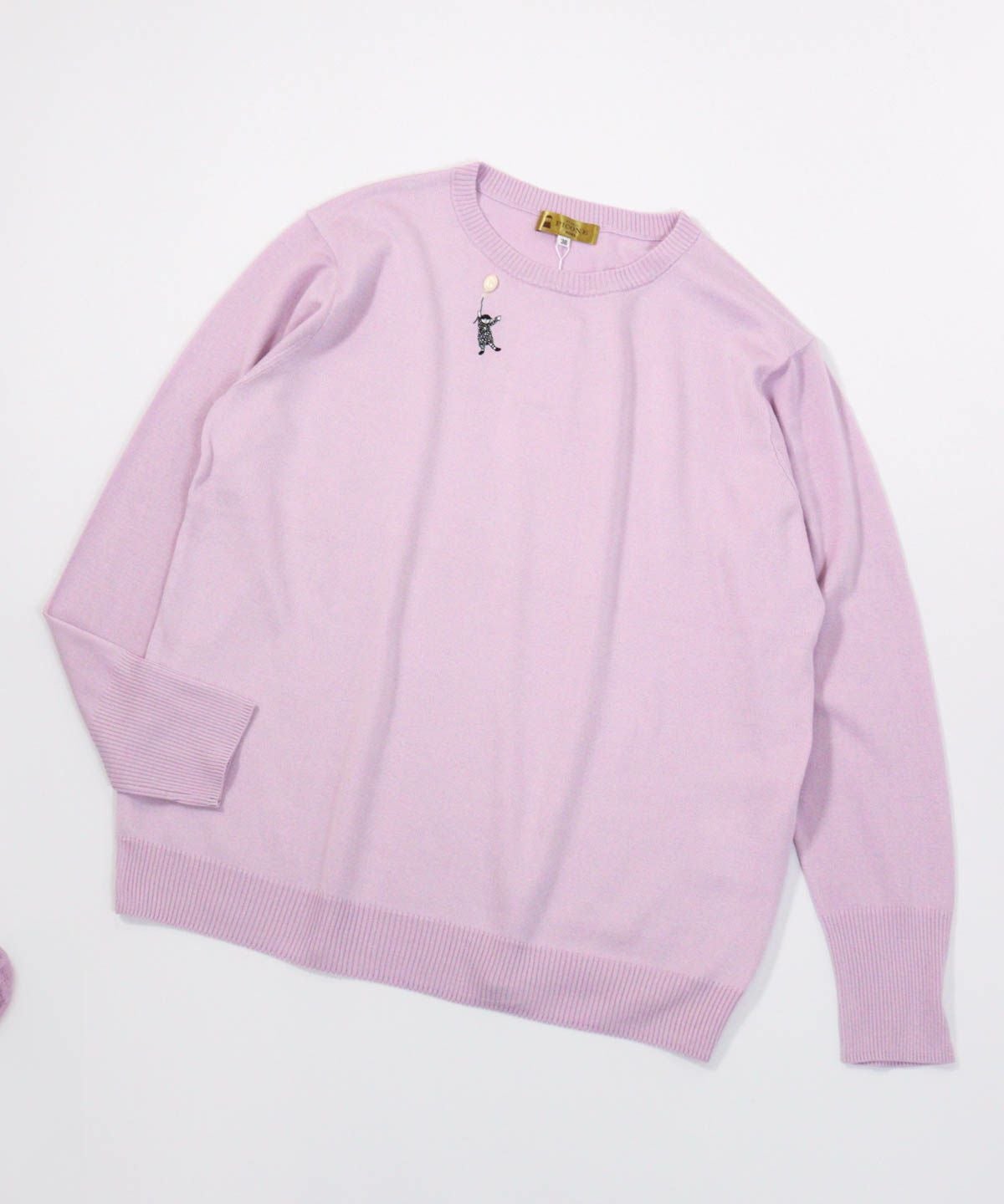 シルク100％ポイント刺繍ニット（ライトパープル）