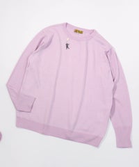 シルク100％ポイント刺繍ニット（ライトパープル）