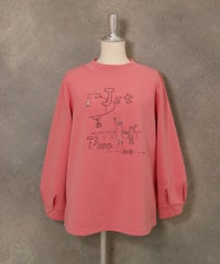 イラスト刺繍ダンボールプルオーバー（ピンク）