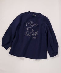 イラスト刺繍ダンボールプルオーバー（ネイビー）