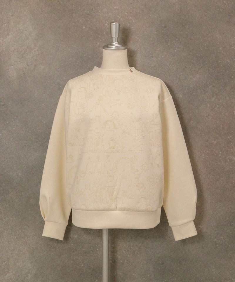 総柄プリントダンボールプルオーバー（ホワイト）