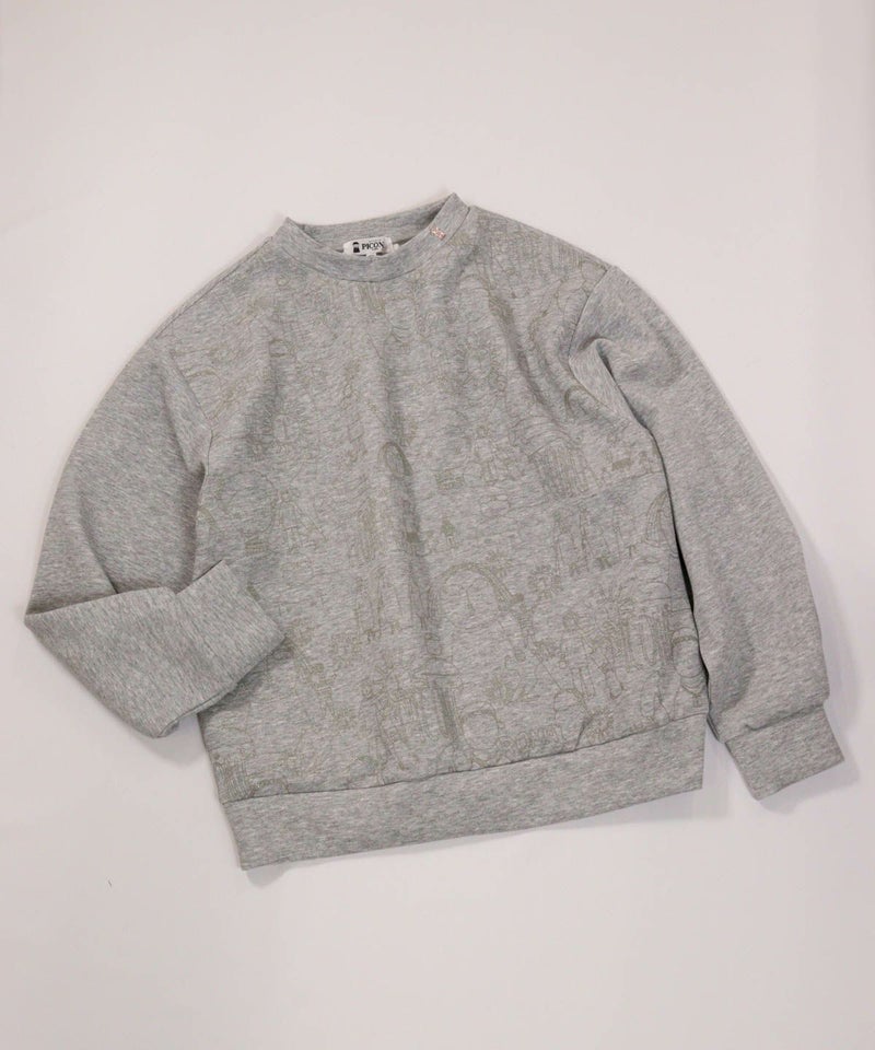 総柄プリントダンボールプルオーバー（ライトグレー）