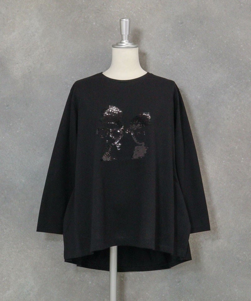 スパンコールイレギュラーヘムプルオーバー（ブラック）