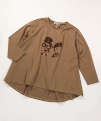 スパンコールイレギュラーヘムプルオーバー（ブラウン）