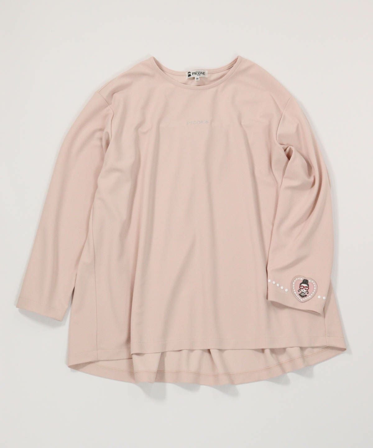 袖ワッペンバックギャザープルオーバー（ピンク）