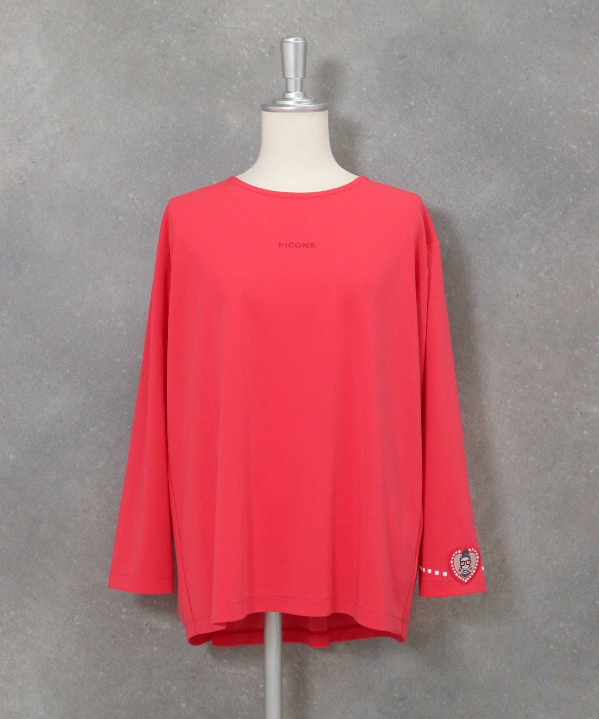 袖ワッペンバックギャザープルオーバー（コーラルピンク）