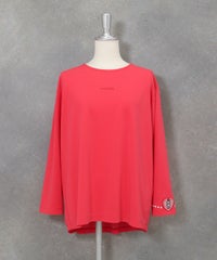 袖ワッペンバックギャザープルオーバー（コーラルピンク）