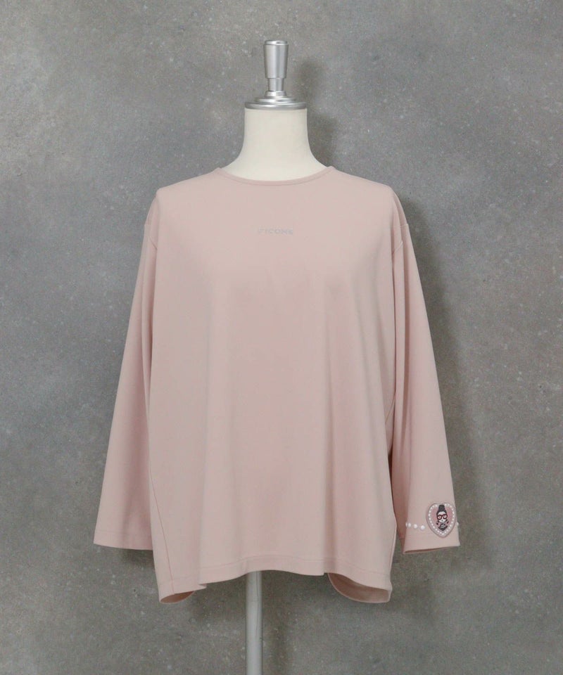 袖ワッペンバックギャザープルオーバー（ピンク）