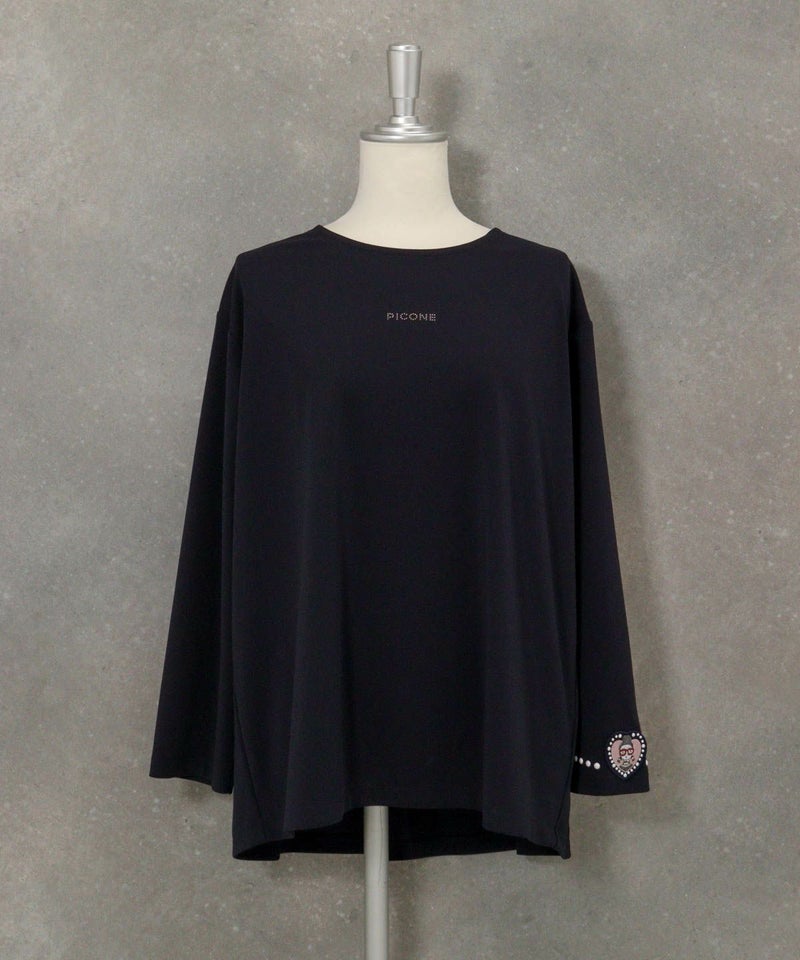 袖ワッペンバックギャザープルオーバー（ネイビー）