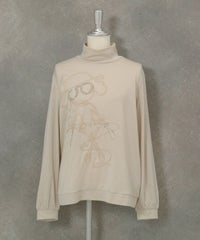 チェーン刺繍ハイネックプルオーバー（ベージュ）