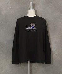 コットン混刺繍冷感プルオーバー(ブラック)前