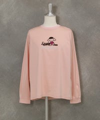 コットン混刺繍冷感プルオーバー(ライトオレンジ)前