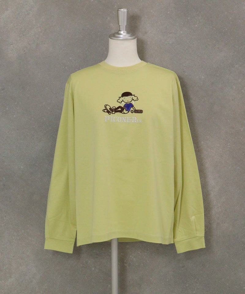 コットン混刺繍冷感プルオーバー(イエロー)前