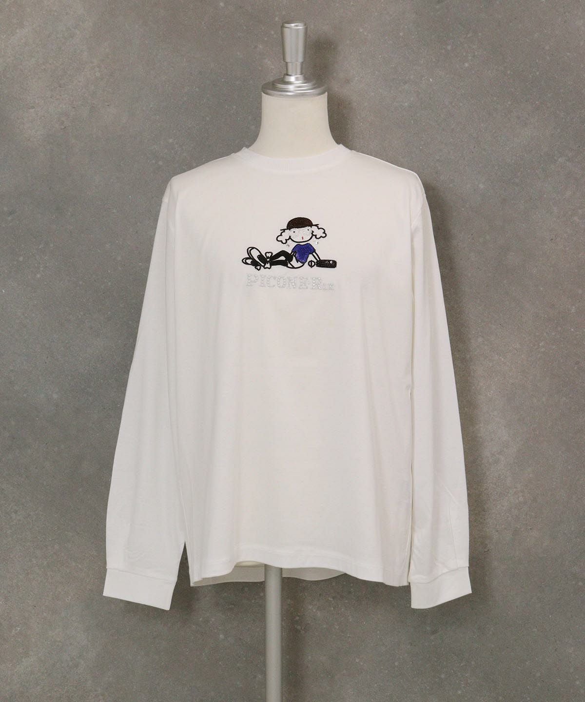 コットン混刺繍冷感プルオーバー(ホワイト)前