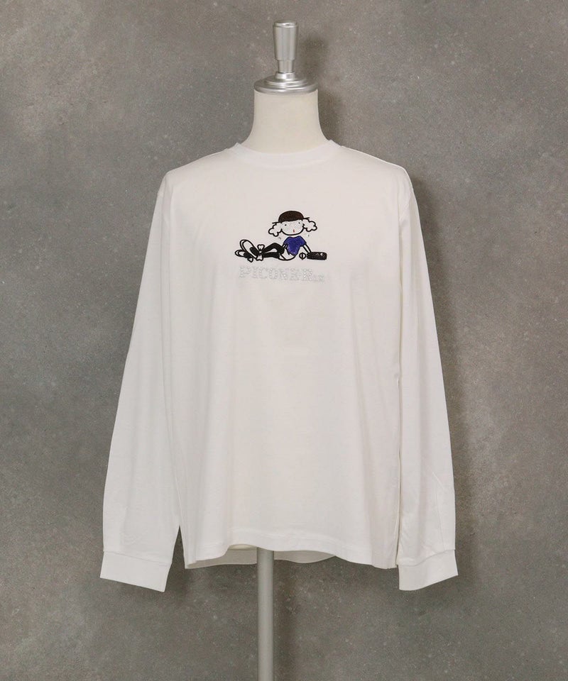 コットン混刺繍冷感プルオーバー(ホワイト)前