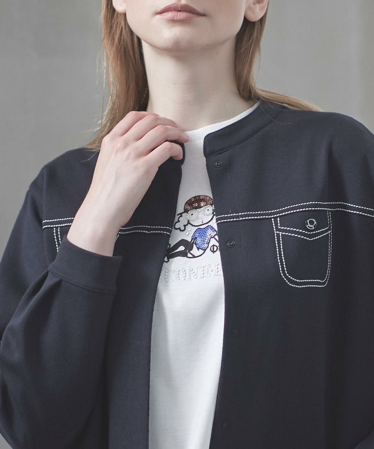 コットン混刺繍冷感プルオーバー|スタジオピッコーネ - ゴルフウェアや