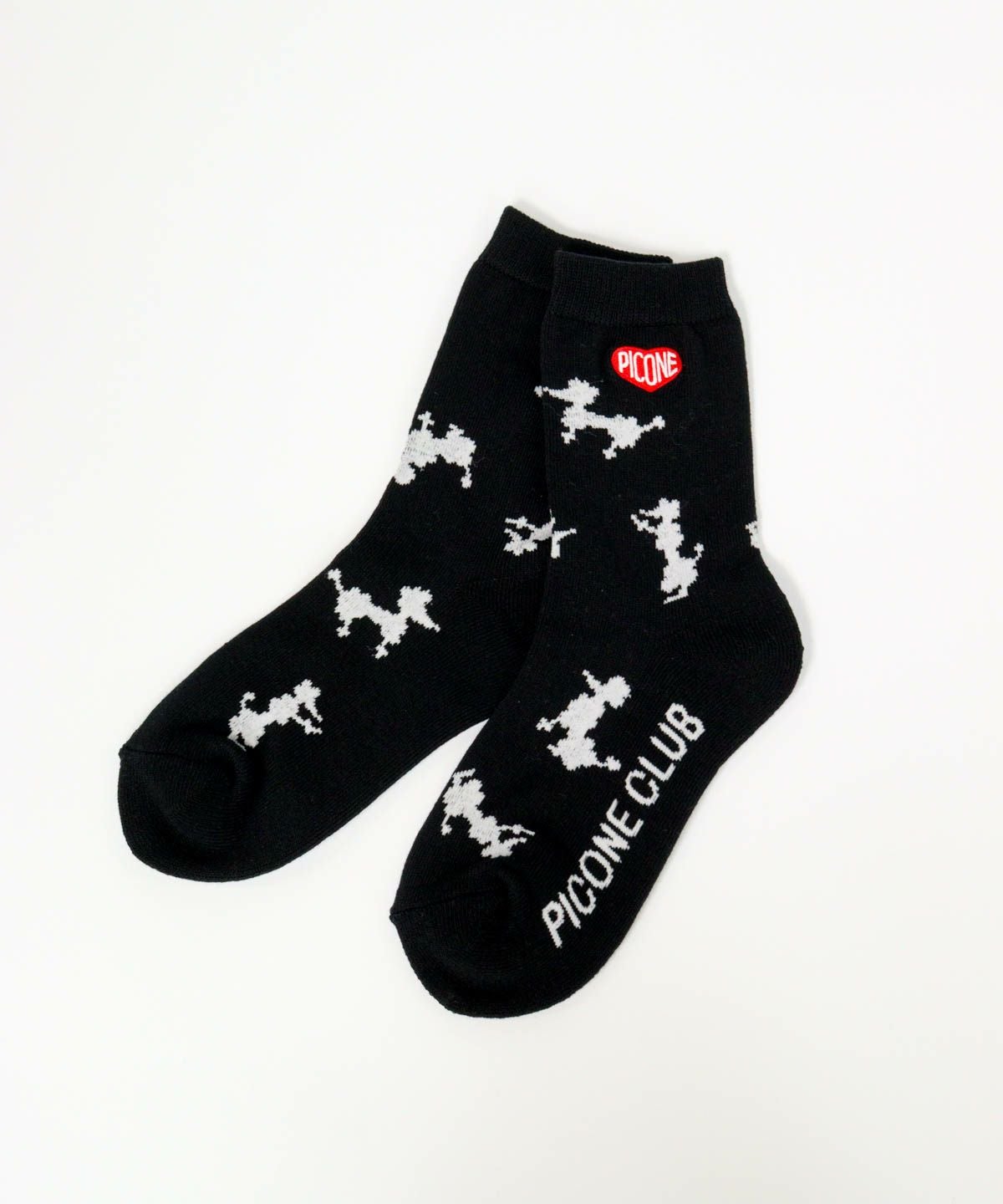  プードル柄ショートソックス（ブラック）