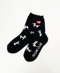  プードル柄ショートソックス（ブラック）