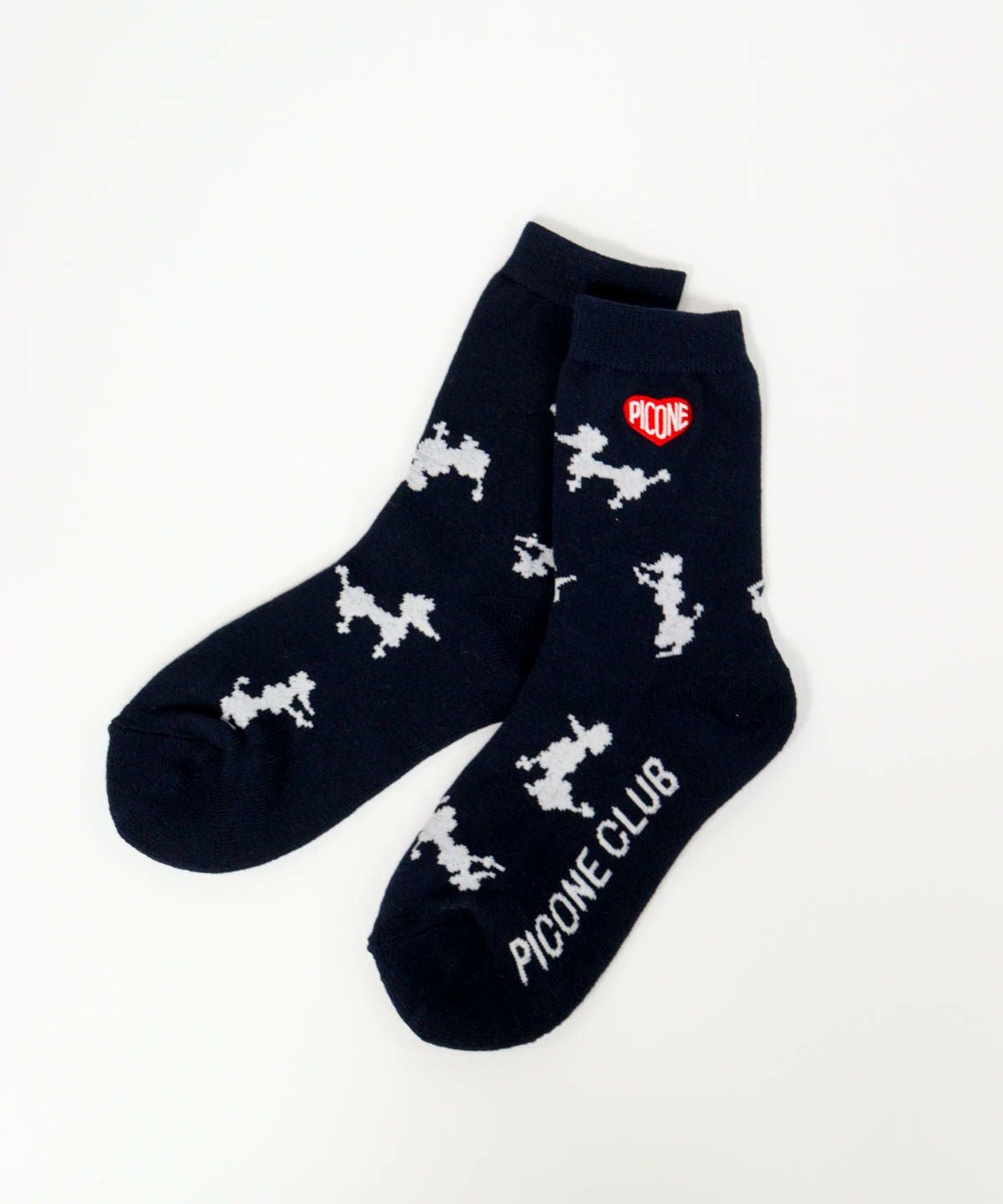  プードル柄ショートソックス（ネイビー）