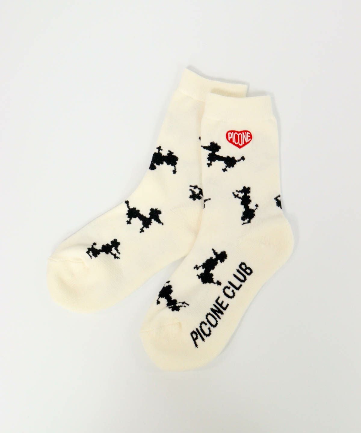  プードル柄ショートソックス（ホワイト）
