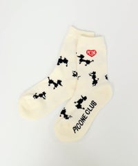  プードル柄ショートソックス（ホワイト）