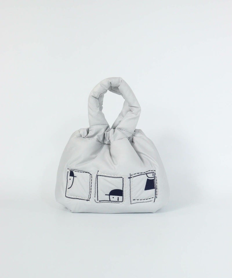 中綿刺繍カートバッグ（ライトグレー）