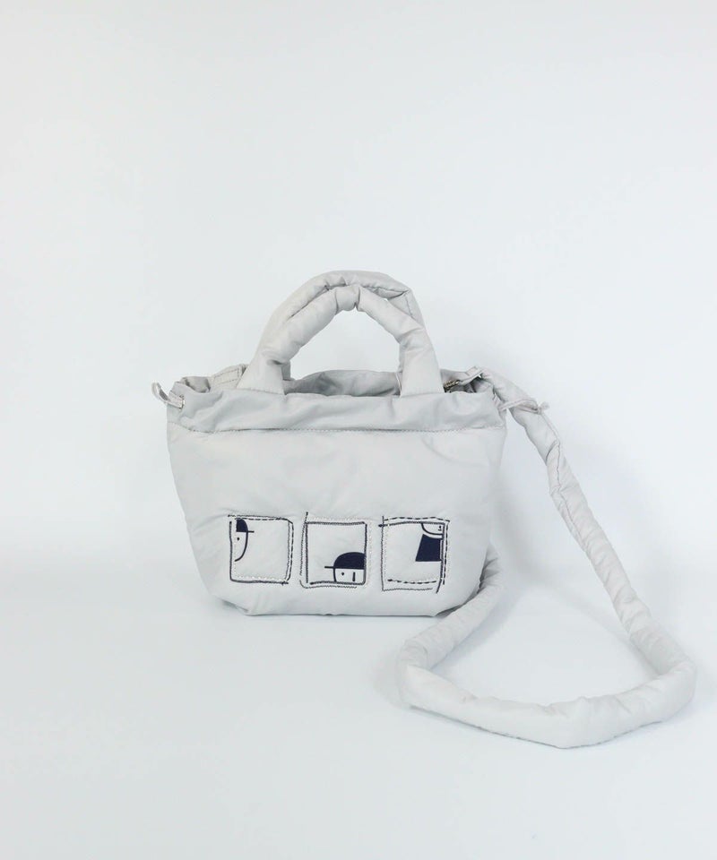 中綿刺繍カートバッグ（ライトグレー）
