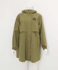 フード付撥水ナイロンコート(カーキ)前