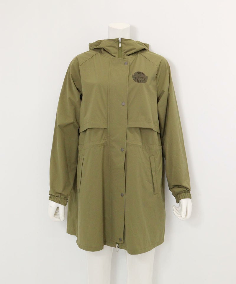 フード付撥水ナイロンコート(カーキ)前