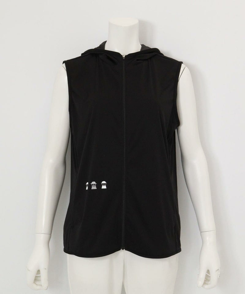 フード付きジップベスト(ブラック)前