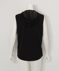 フード付きジップベスト(ブラック)後ろ