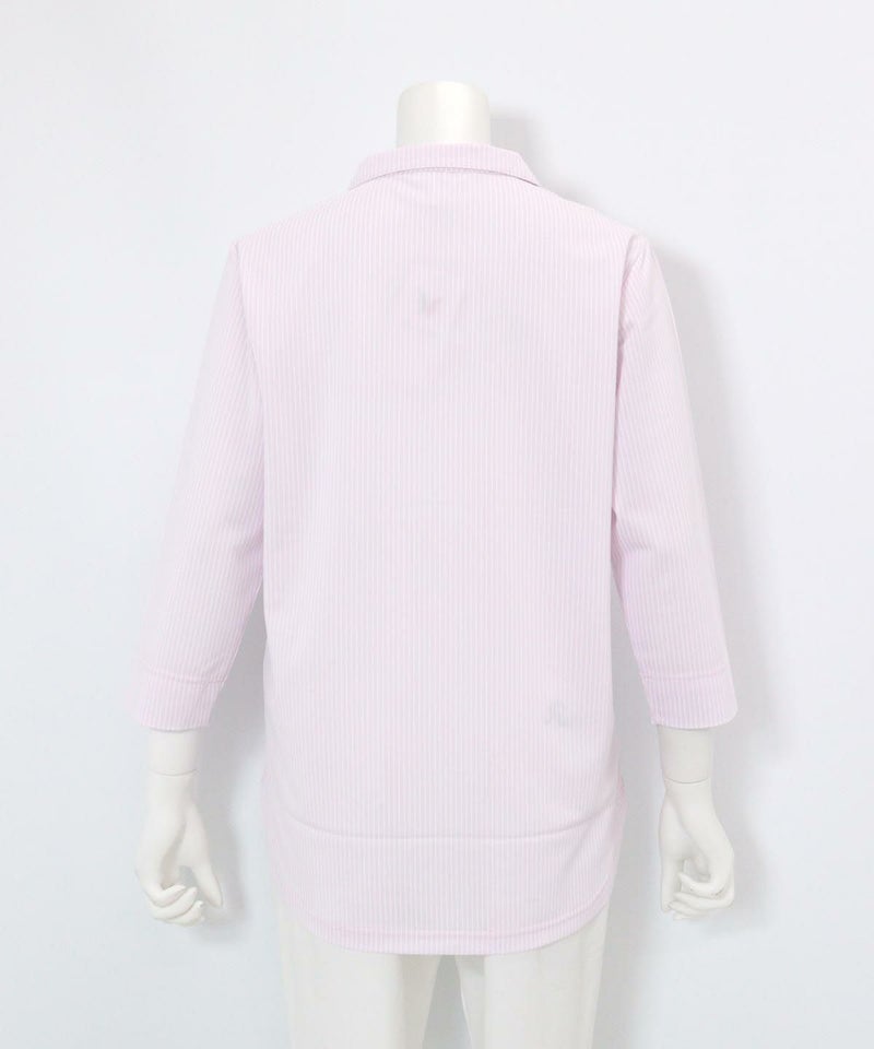 ストライプ柄七分袖シャツ(ピンク)後ろ