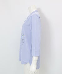 ストライプ柄七分袖シャツ(ブルー)横