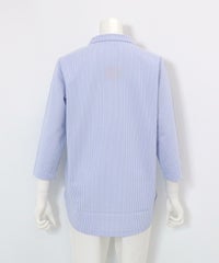 ストライプ柄七分袖シャツ(ブルー)後ろ