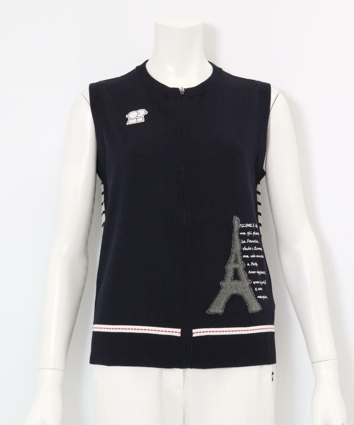 新品　Picone Club レディース ベスト 黒 バックボーダーニットベスト|ピッコーネクラブ - ゴルフウェアや婦人服通販