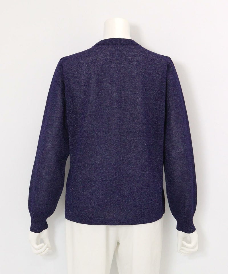 ラメニット刺繍カーディガン(ネイビー)後ろ