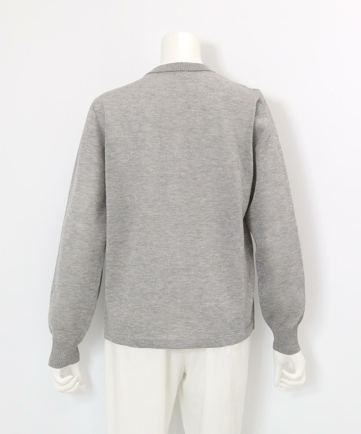 ラメニット刺繍カーディガン(ライトグレー)後ろ