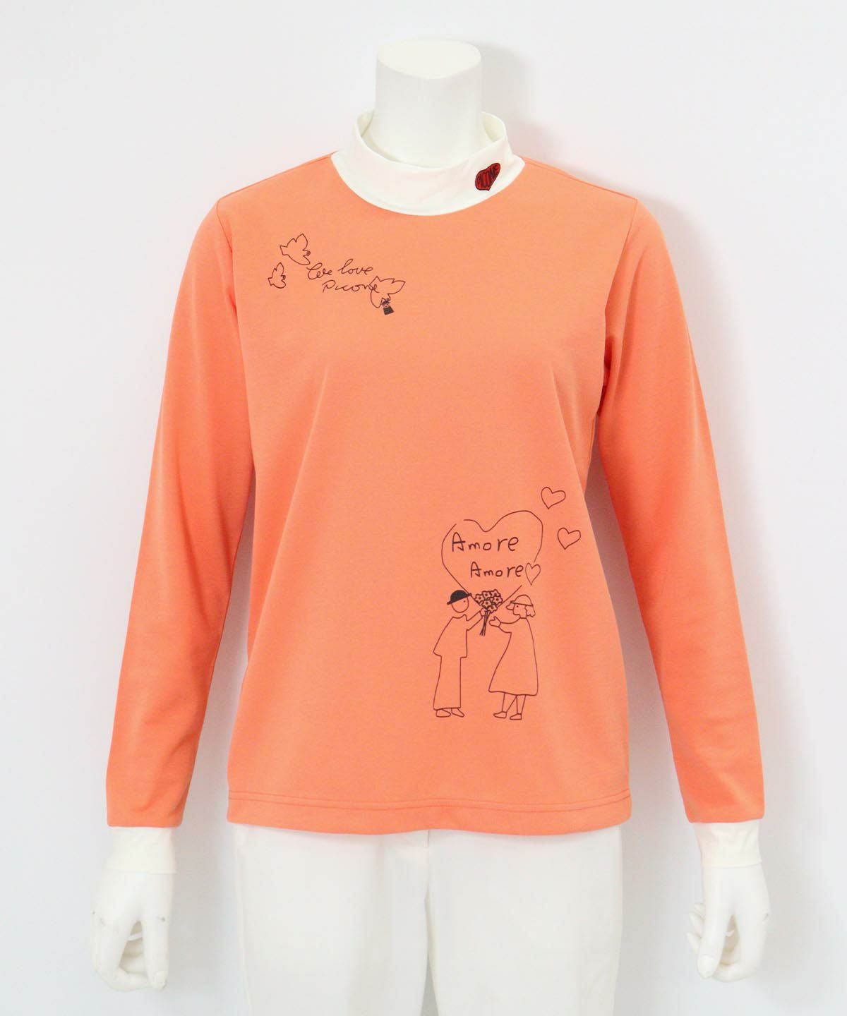 レイヤード風UV速乾プルオーバー(オレンジ)前