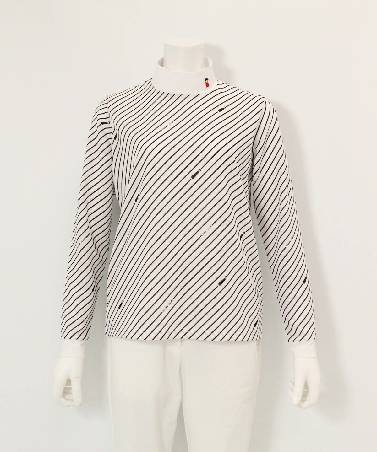 バイアスストライプUV速乾プルオーバー（ホワイト×ブラック）