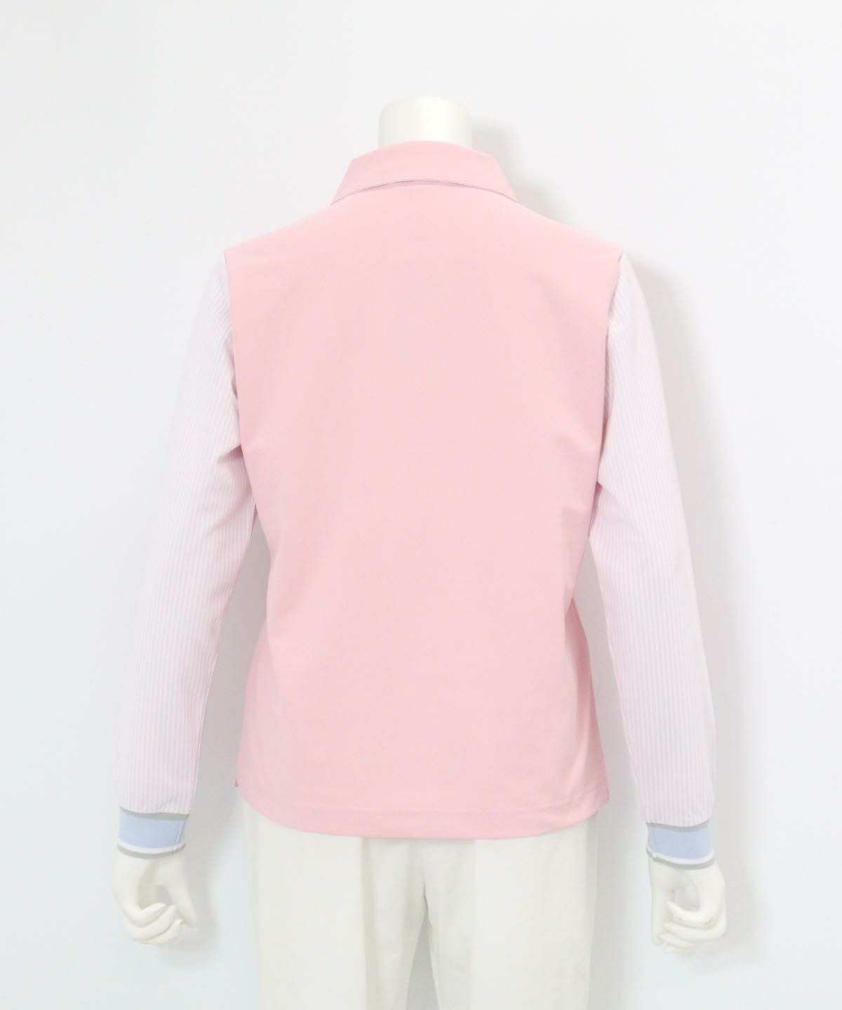 ストライプ切替速乾ポロシャツ(ピンク)後ろ