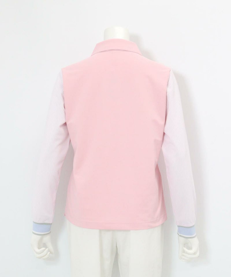 ストライプ切替速乾ポロシャツ(ピンク)後ろ