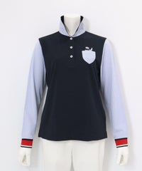 ストライプ切替速乾ポロシャツ(ネイビー)前