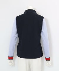 ストライプ切替速乾ポロシャツ(ネイビー)後ろ