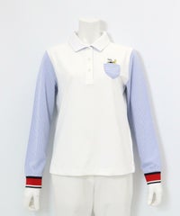 ストライプ切替速乾ポロシャツ(ホワイト)前