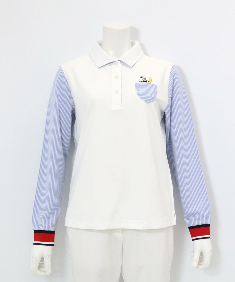 ストライプ切替速乾ポロシャツ(ホワイト)前