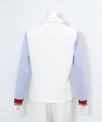 ストライプ切替速乾ポロシャツ(ホワイト)後ろ